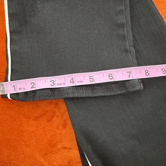 7 For All Mankind High Waist Slim Kick Black Stretch Tuxedo Stripe Jean Size 26 - Picture 5 of 14